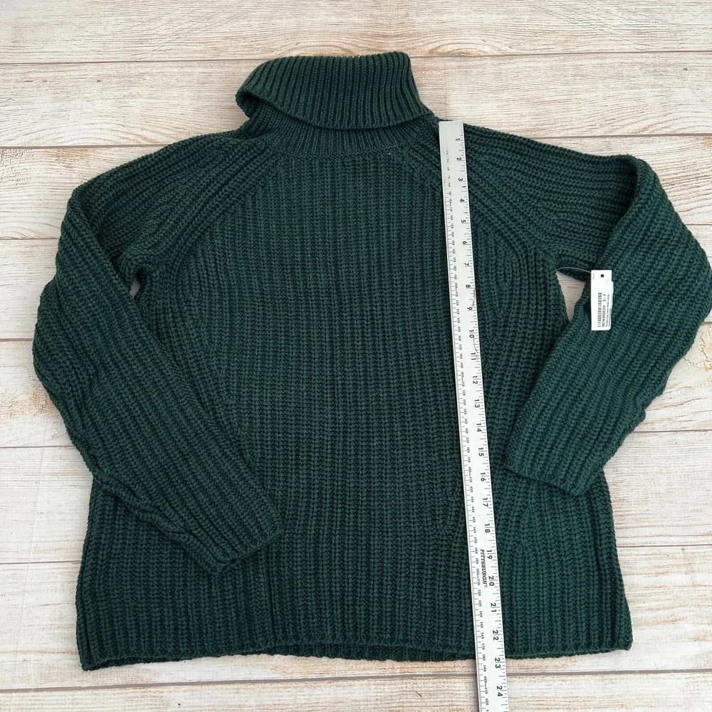 Goodthreads Women's Cotton Shaker Stitch Turtleneck Green Sweater Size S